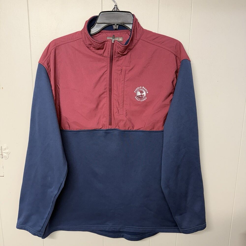 Peter Millar Crown Sport Pebble Beach Golf 1/4 Zip Fleece Pullover Men XL GUC*